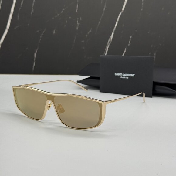 NEW SAINT LAURENT SL605 LUNA 004 SUNGLASSES WOMEN SQUARE GOLD EYEWEAR SL 605 - Picture 1 of 10